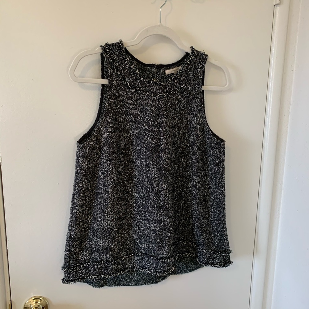 41 HAWTHORN Asbury tweed peplum knit top sz M